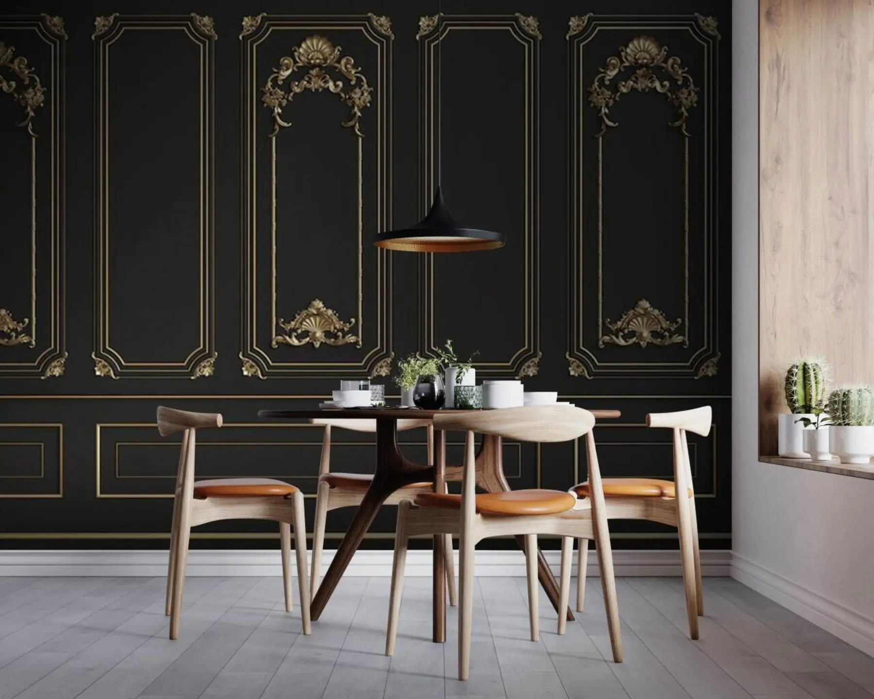 Шпалери Класична французька стіна Бузі в чорному u72623