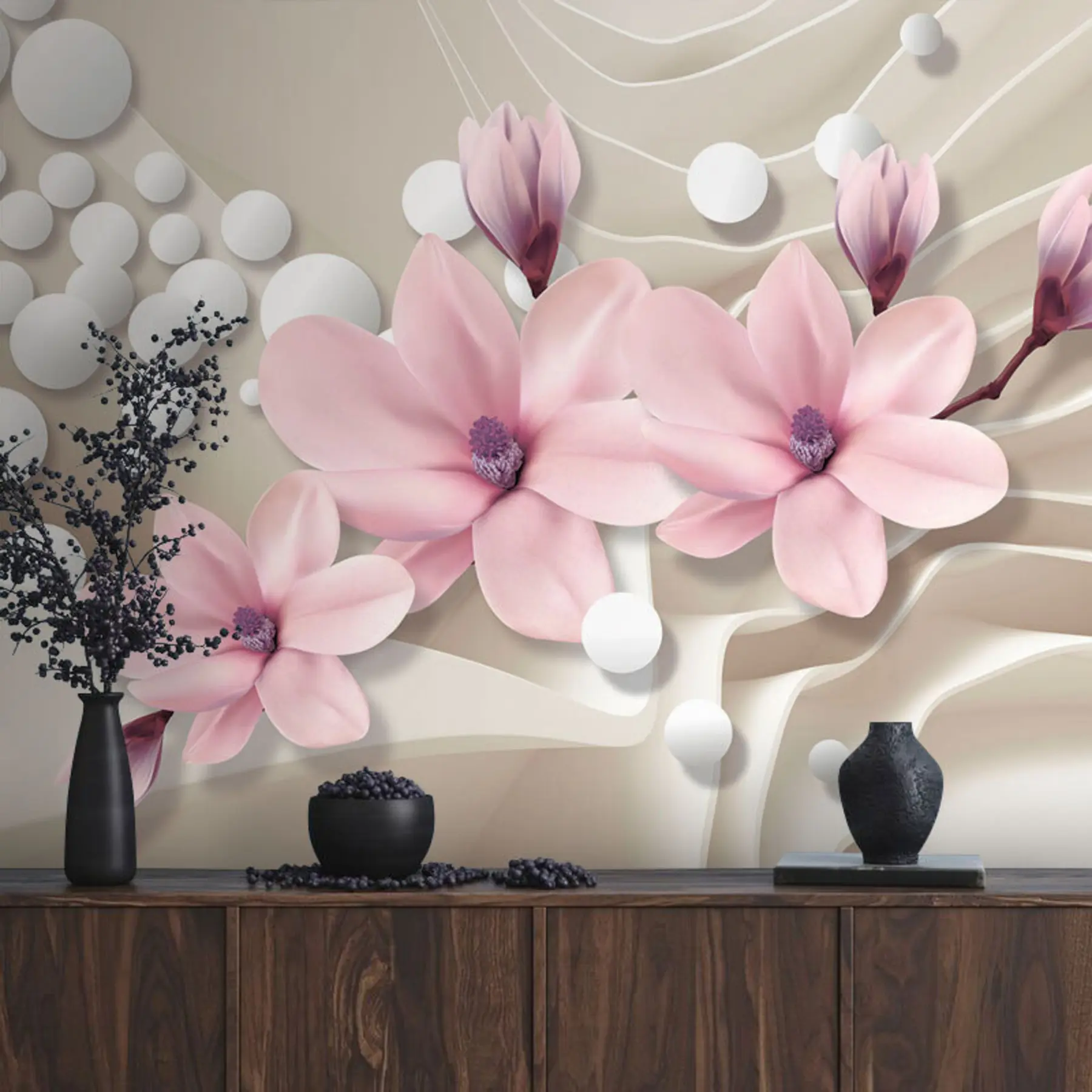 Шпалери Магнолії на абстрактним фоном u93530