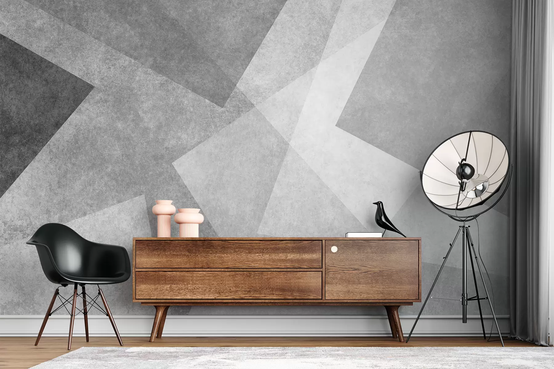 Шпалери Геометрична абстракція сірого кольору u74057