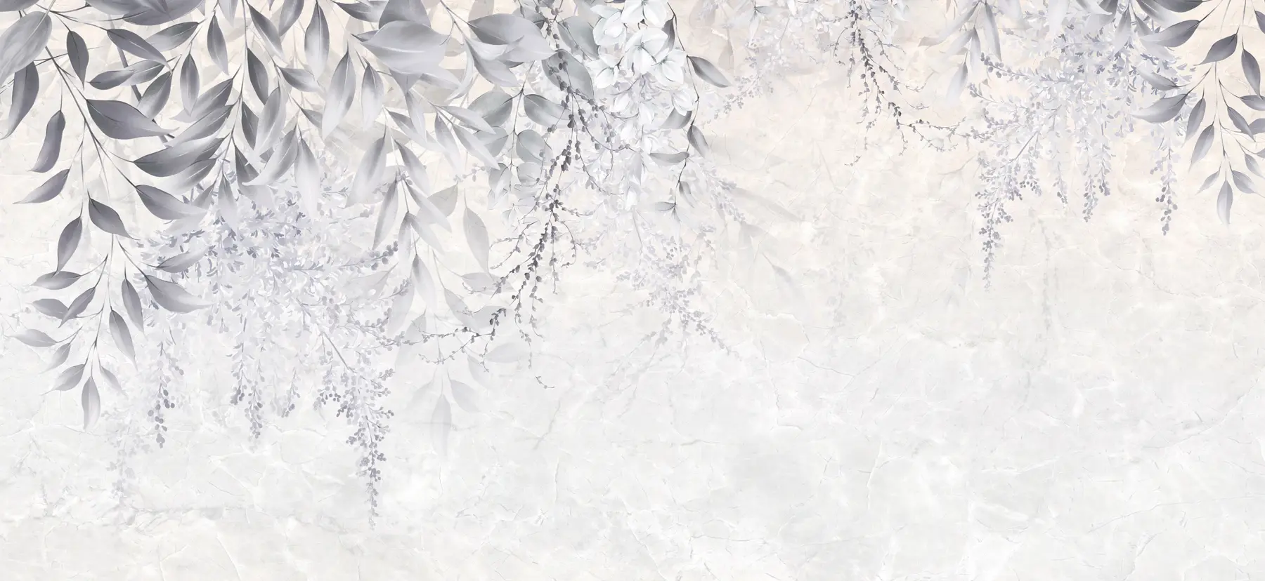 Шпалери Сіре листя з квітами u94228