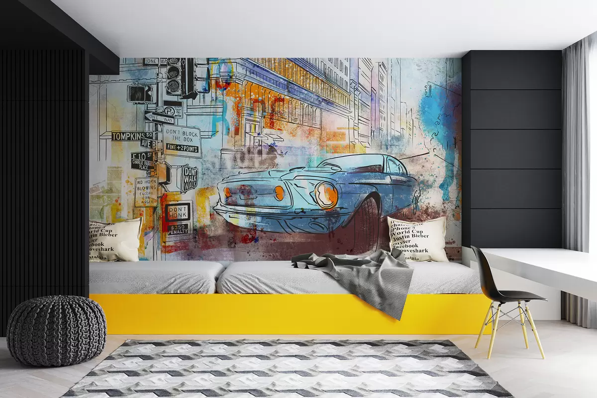 Шпалери машина графіті u75814