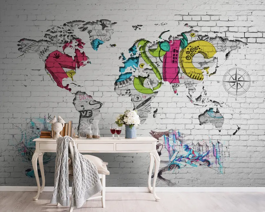Шпалери Карта-графіті u01805