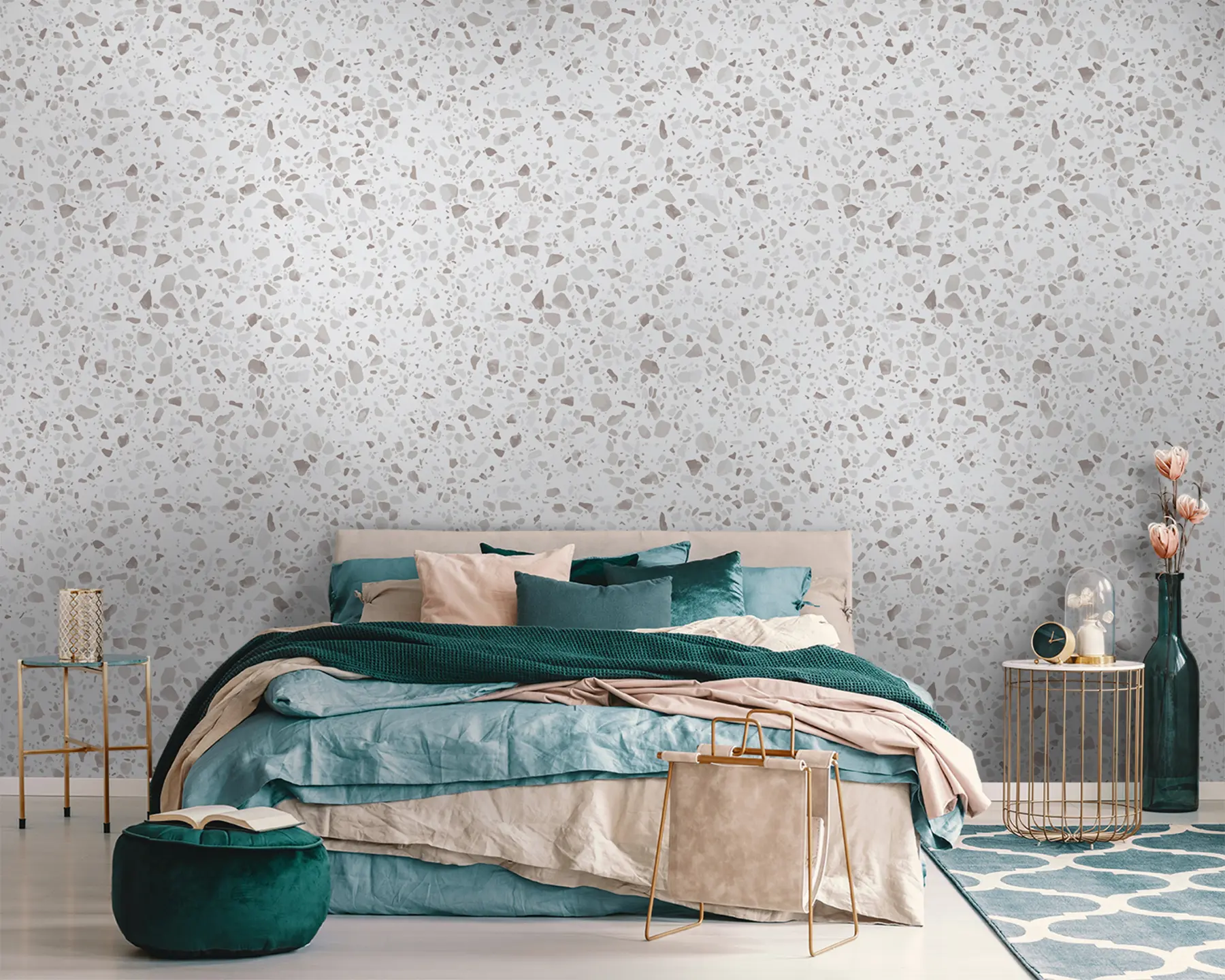 Шпалери Плитка терраццо, мозаїка з натуральним камінням, гранітом, мармуром, кварцом, бетоном u94304