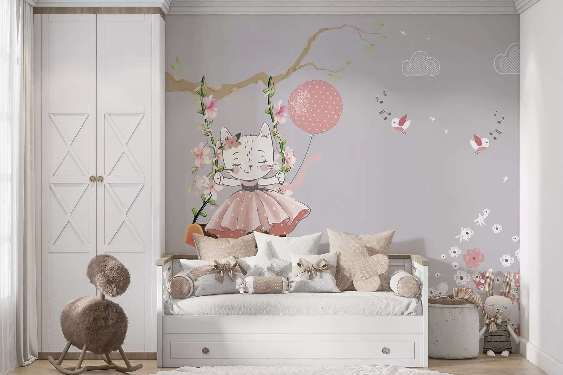 Шпалери Кішечка дівчина у квітковому полі u94361