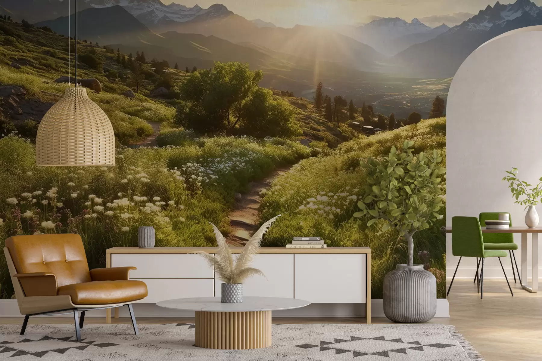 Шпалери Гори пейзаж захід сонця u96209