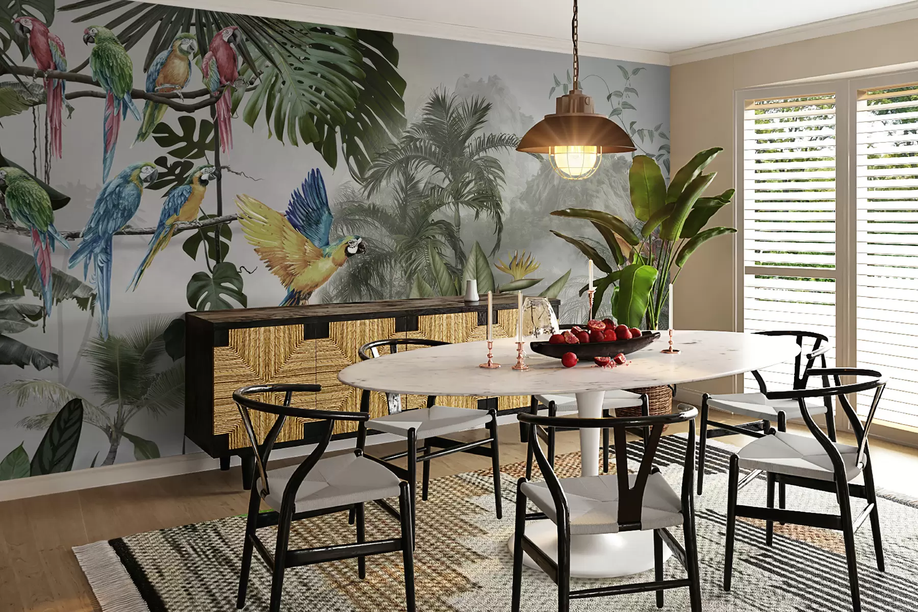 Шпалери Папуги у тропічному лісі u95693