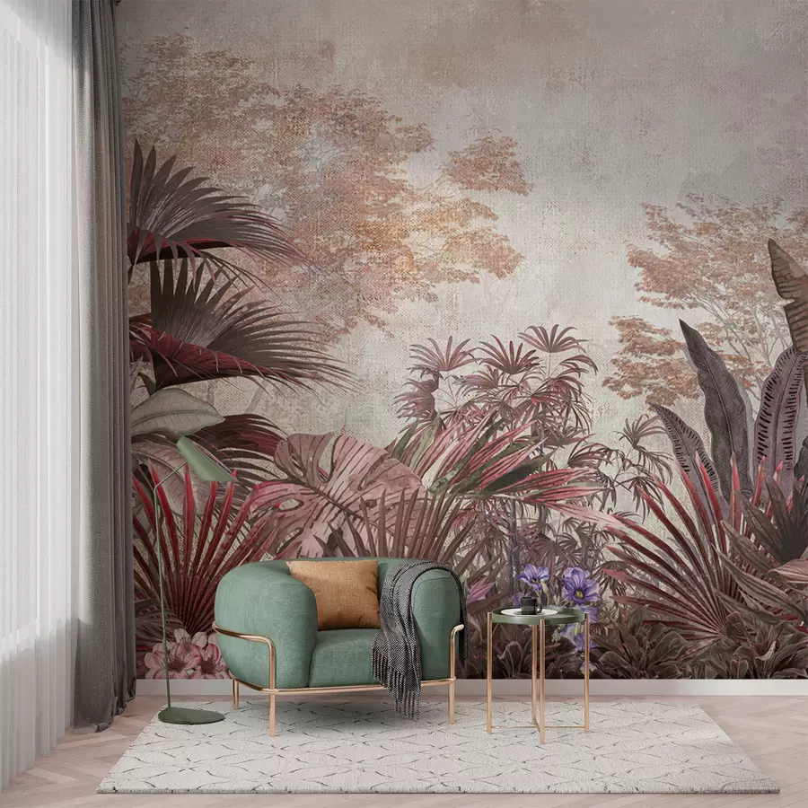 Шпалери Ілюстрація з vintage тропічних шпалер з екзотичного пальмового листя. u97104