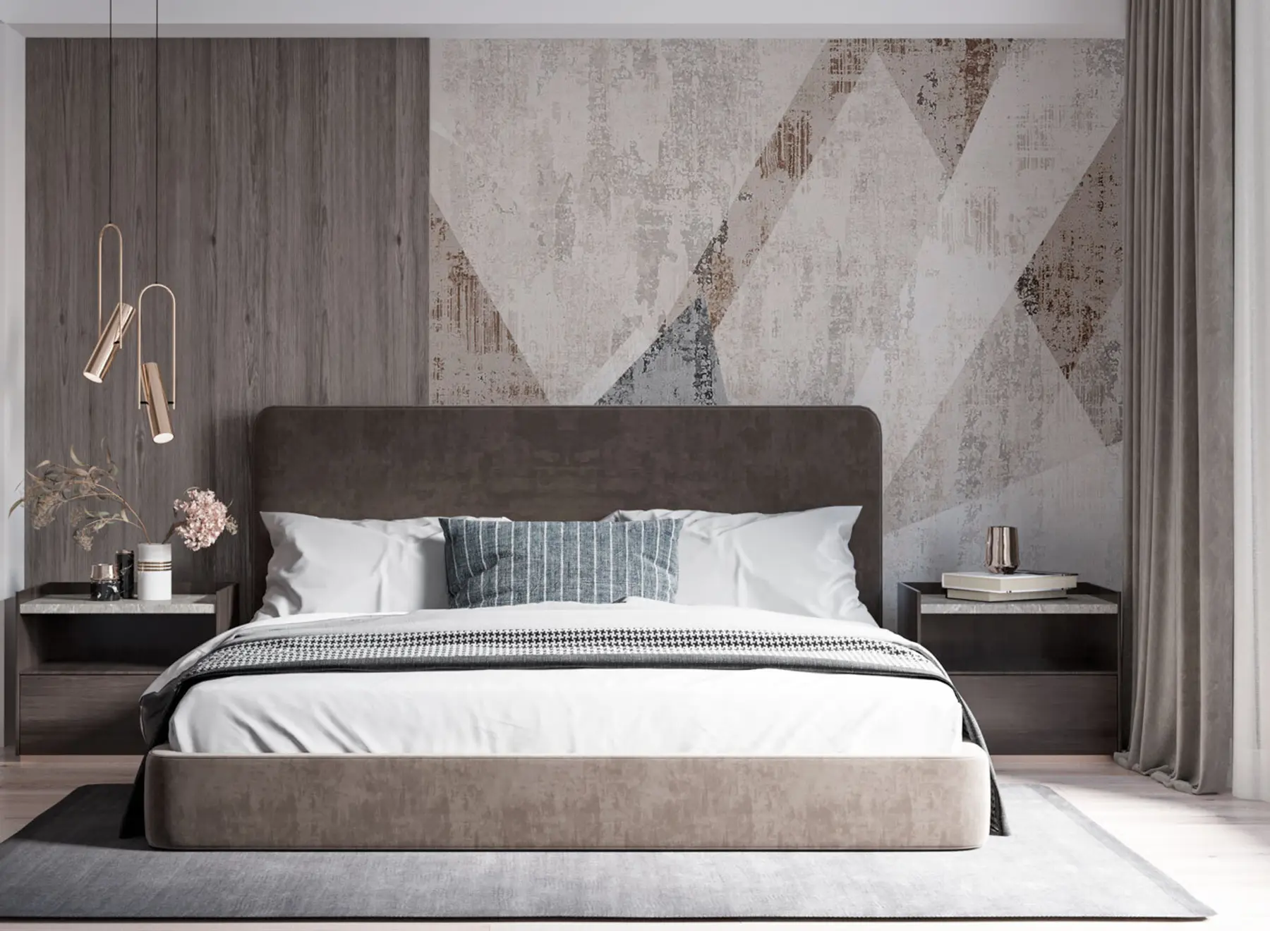 Шпалери Сучасні геометричні форми трикутники у стилі гранж лофт u97203