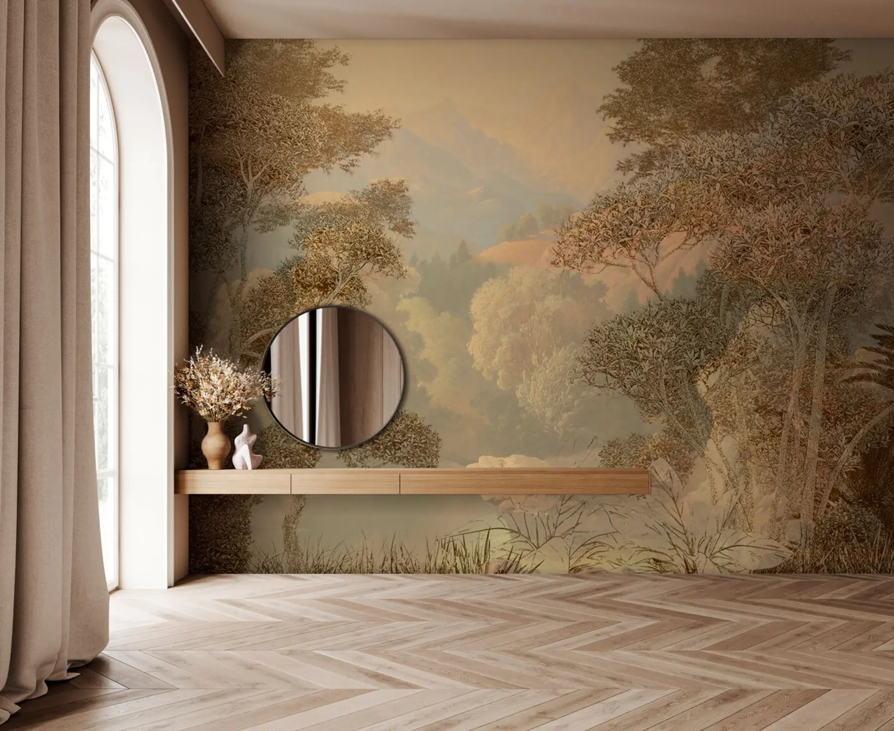 Шпалери Тропічний ліс у коричневих тонах u97403