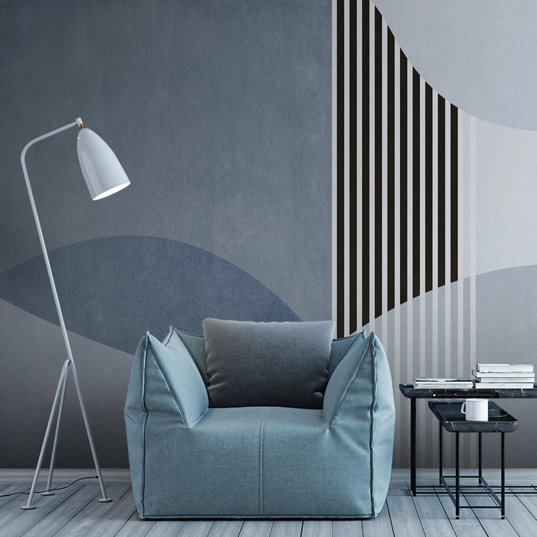 Шпалери Абстракція стиль ретро в синьому кольорі u74075v1