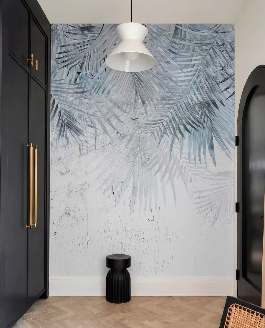 Шпалери Синє тропічне листя в стилі гранж u93843v3