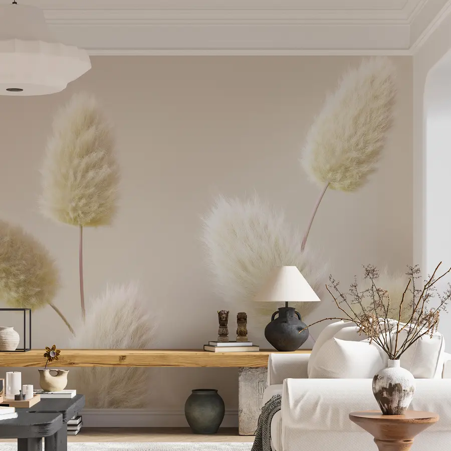 Шпалери Трендові бежеві сухоцвіти у стилі бохо  u98432v1