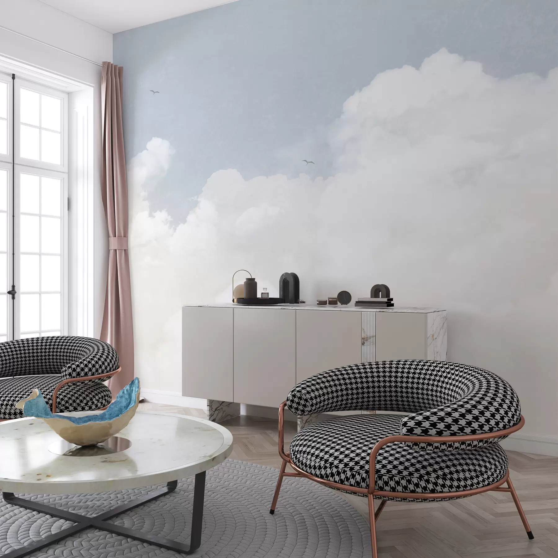 Шпалери Вінтажні хмари небо блакитного кольору u96783v3