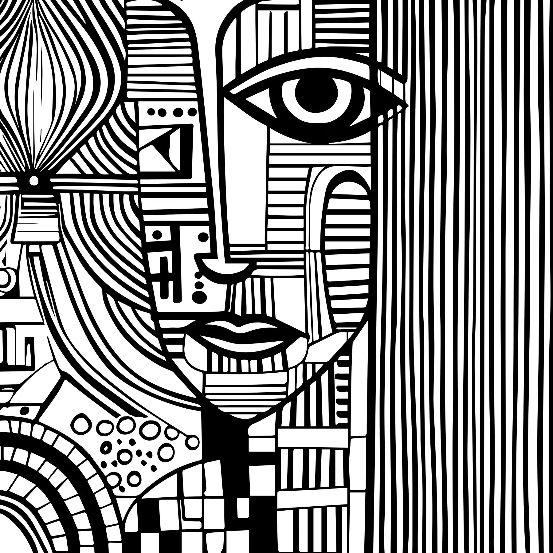 Шпалери Абстрактне чорно-біле обличчя u98714