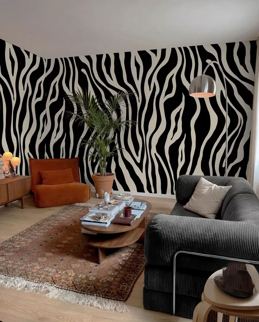 Шпалери Векторний відбиток шкіри зебри в чорно-білих тонах u99173v3